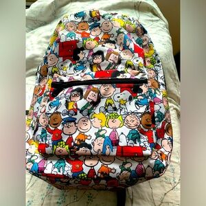 Peanuts Charlie Brown/Snoopy Print Backpack NWOT